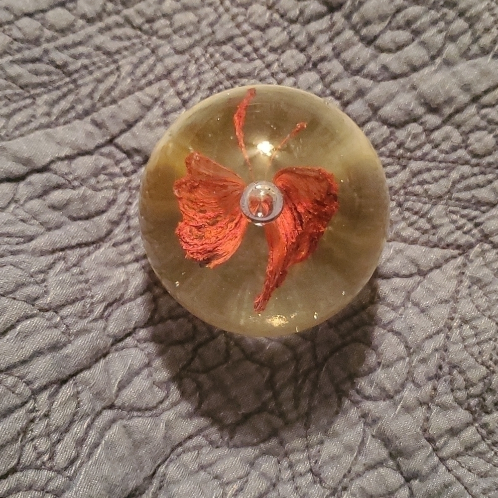 𝅺VINTAGE Floral Glass Paperweight